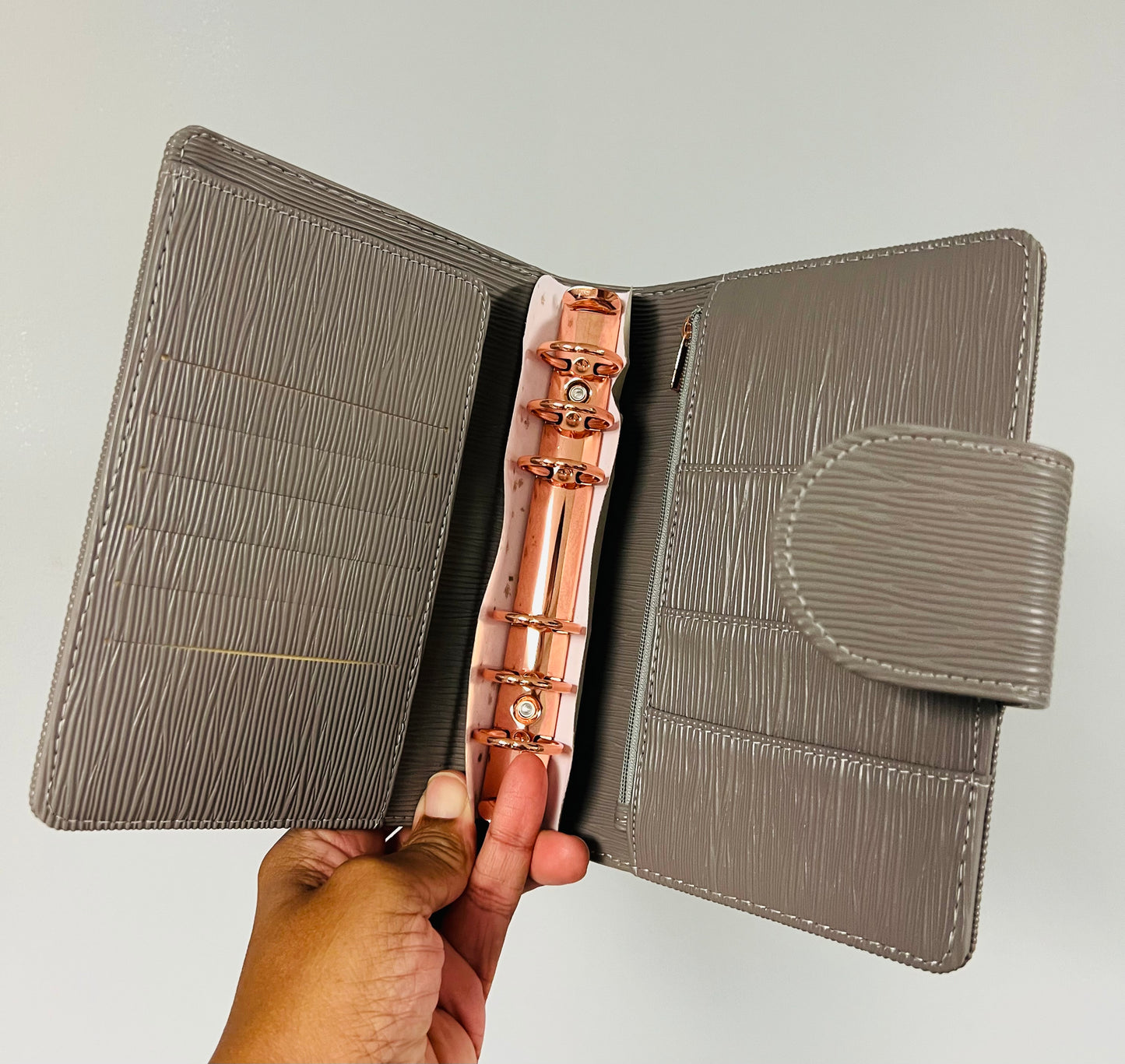 A6 wide snap closure Saffiano Leather Binders - PREORDER