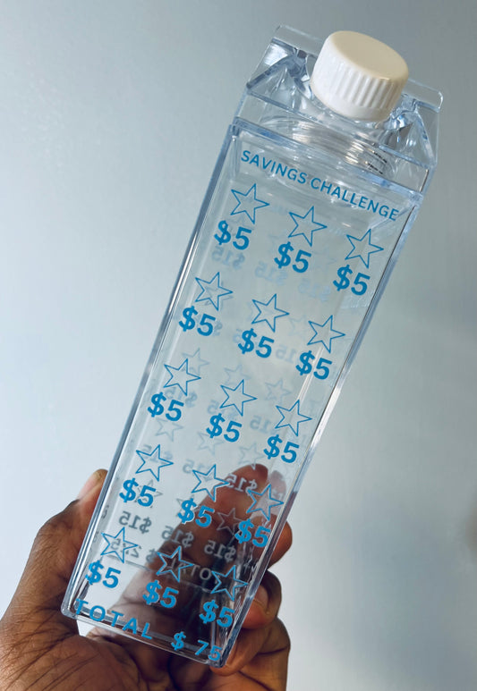 **Moo Money Milk Carton Water Bottle - Savings Challenge